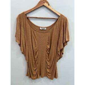 R Marks Women's XL Draped Ruched Front Top Rayon Short Sleeve Blouse Grimlincore
